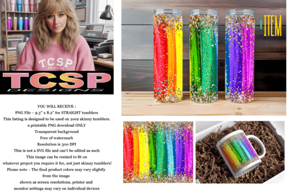 Download Glitter Rainbow Tumbler Wrap - Glitter Collection