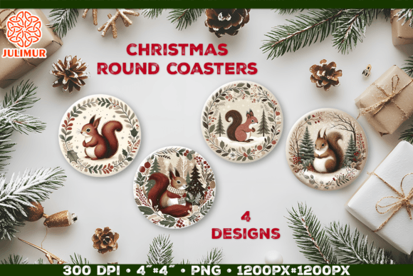Download Woodland Squirrel Christmas Coasters - Christmas coasters Collection