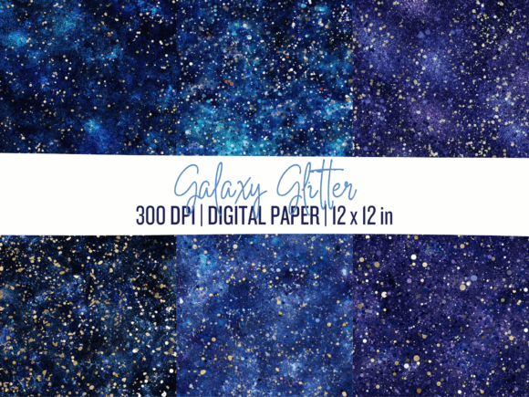 Download Blue and Gold Galaxy Glitter Paper Pack - Glitter Collection