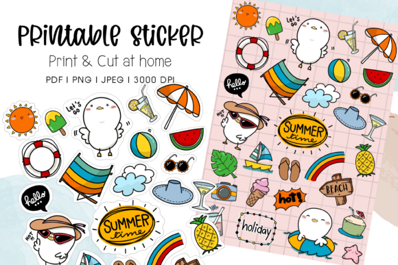 Download Cute Ducking Summer Printable Sticker - Summer printable Collection