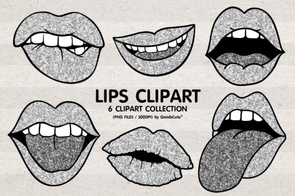 Download Silver Glitter Lips Clipart Sublimation - Glitter Collection