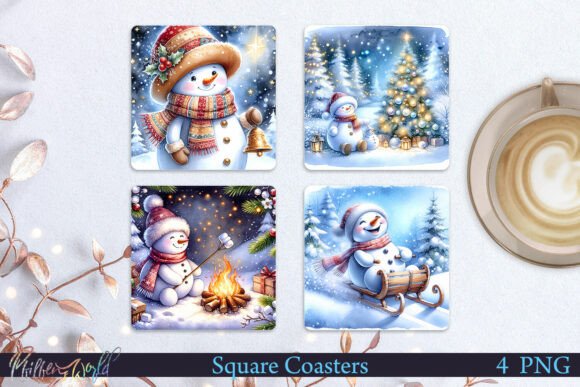 Download Classic Snowman Christmas Coasters - Christmas coasters Collection