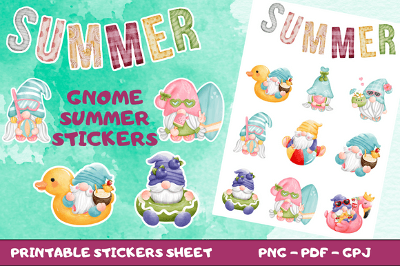 Download Gnome Summer Printable Stickers 2 - Premium Resources