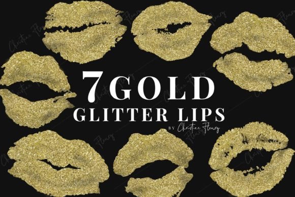 Download 7 Gold Glitter Lips Clipart - Glitter Collection