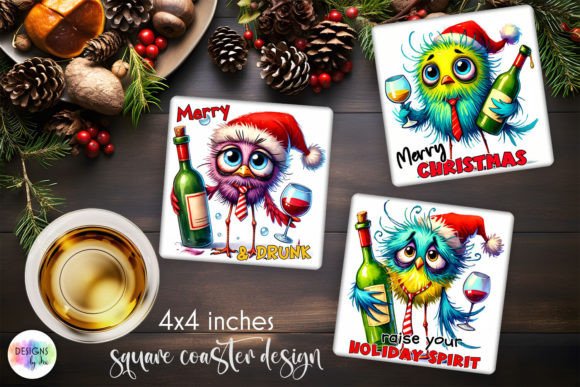 Download Funny Christmas Coasters PNG, Funny Bird - Christmas coasters Collection