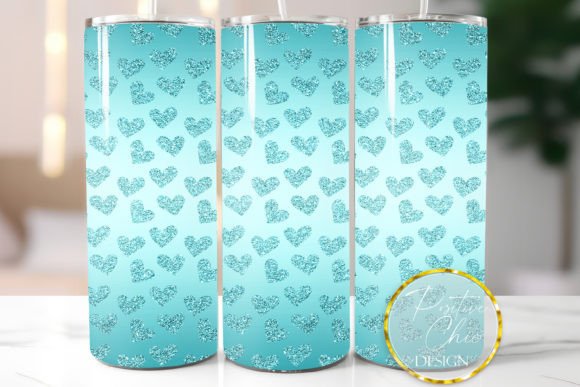 Download Blue Tumbler Wrap Glitter Hearts Design - Glitter Collection