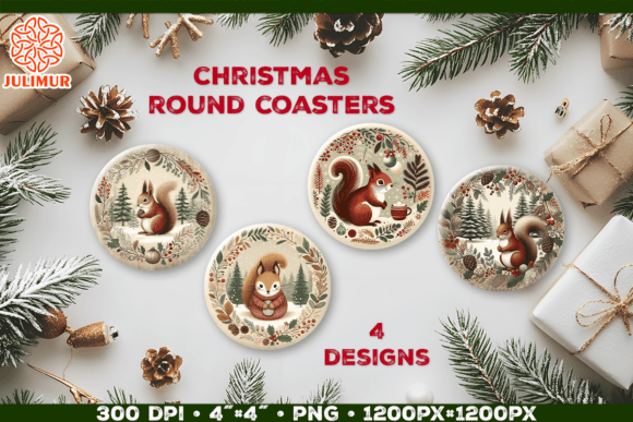Download Woodland Squirrel Christmas Coasters - Christmas coasters Collection