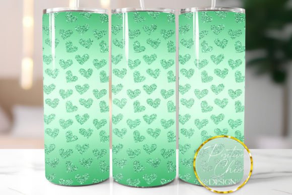 Download Glitter Tumbler Wrap Green Hearts Design - Glitter Collection