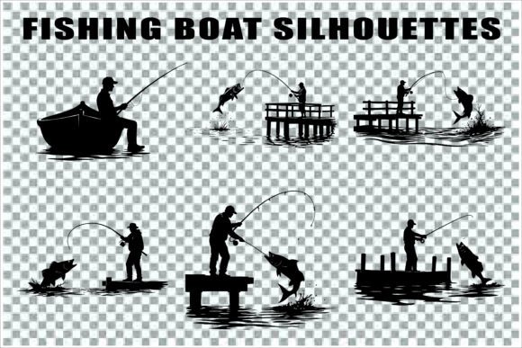 Download Silhouettes of Men and Dogs Fishing - Premium Resources