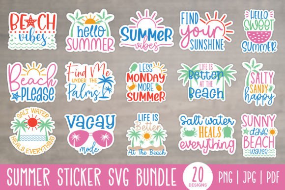 Download Summer Printable Stickers Bundle - Summer printable Collection