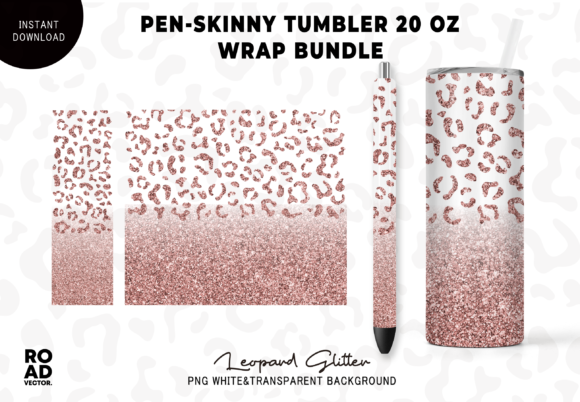 Download Rose Glitter Leopard Pen &amp; Tumbler Wrap - Glitter Collection