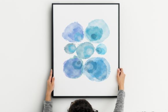 Download Blue Watercolor Summer Printable Art. - Premium Bundle