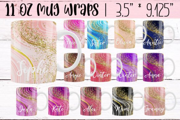 Download Marble Glitter 11 Oz Mug Wraps,15 Colors - Glitter Collection
