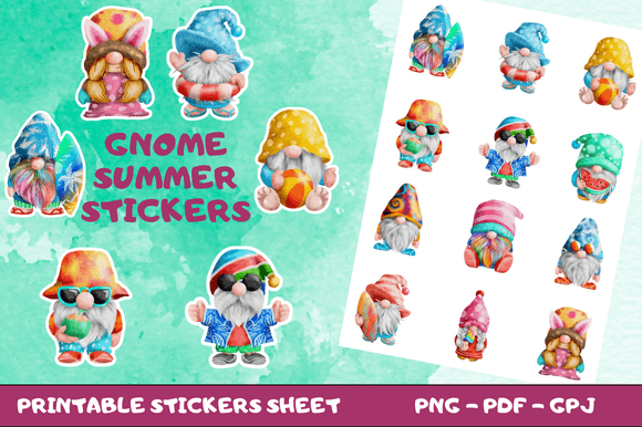 Download Gnome Summer Printable Stickers - Premium Bundle
