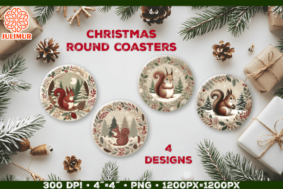 Download Woodland Squirrel Christmas Coasters - Christmas coasters Collection