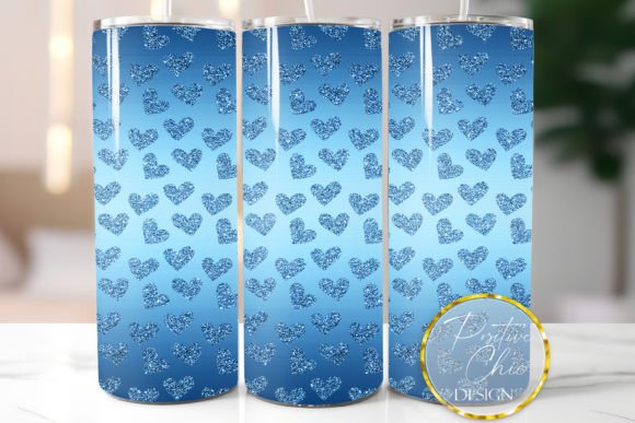 Download Blue Tumbler Wrap Glitter Hearts Design - Glitter Collection