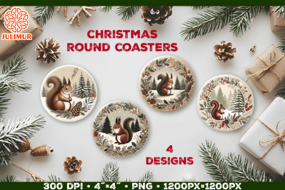 Download Woodland Squirrel Christmas Coasters - Christmas coasters Collection