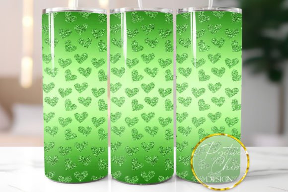 Download Green Tumbler Wrap Glitter Hearts Design - Glitter Collection