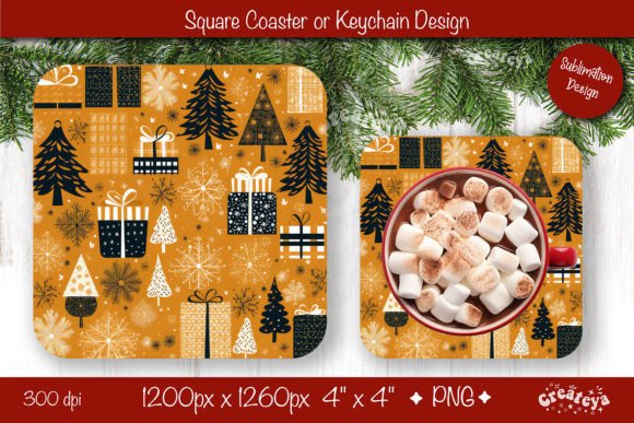 Download Christmas Coaster Sublimation Square - Premium Resources