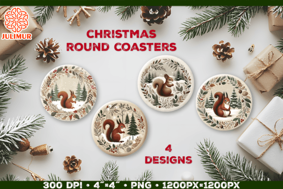 Download Woodland Squirrel Christmas Coasters - Christmas coasters Collection